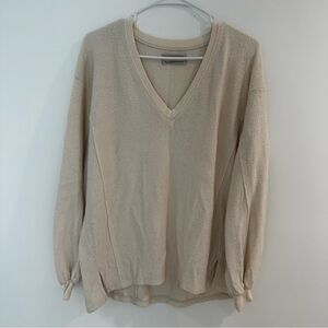 Urban Outfitters Cream V-Neck Sweater Classic Knit